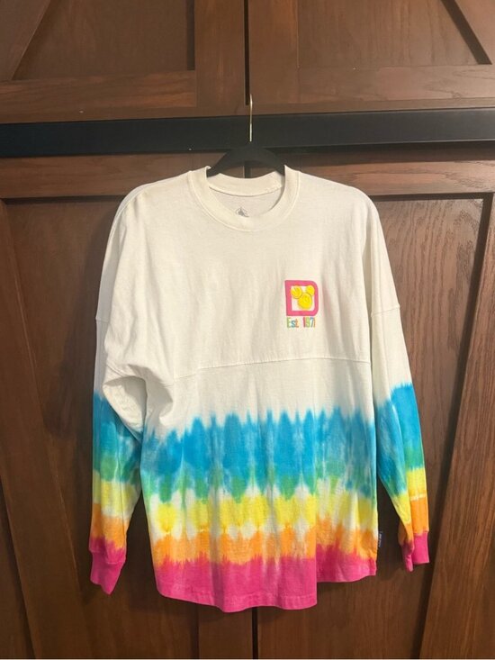 Walt Disney Tops - NWT Walt Disney World Lemon Dip Tie Dye Rainbow Spirit Jersey Adult Sz S